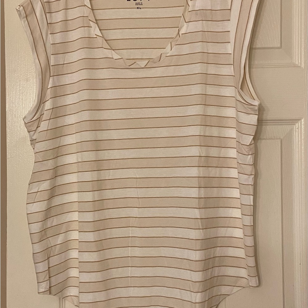 NWT LOFT Cream and Tan Striped Top
